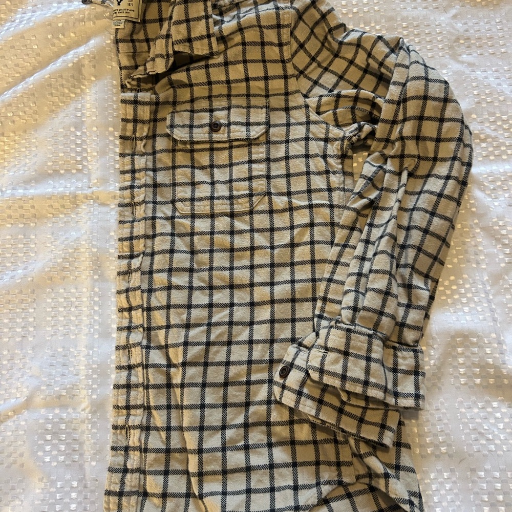 American Eagle Outfitters Beige and Black Checkered Shirt